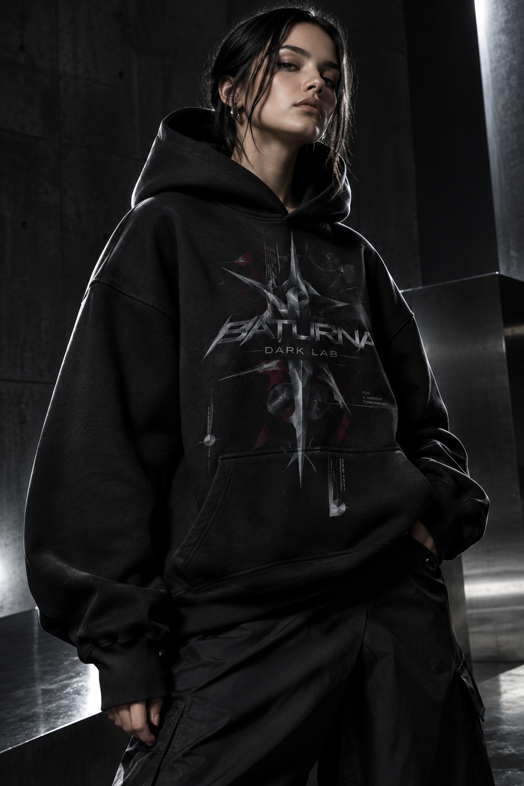 SATURNA DARK LAB hoodie editorial