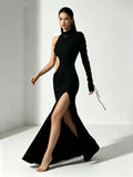 Asymmetrical Black Cutout Dress — SATURNA