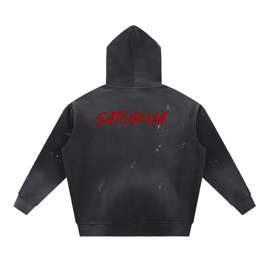Vintage Washed Frayed Fleece Hoodie