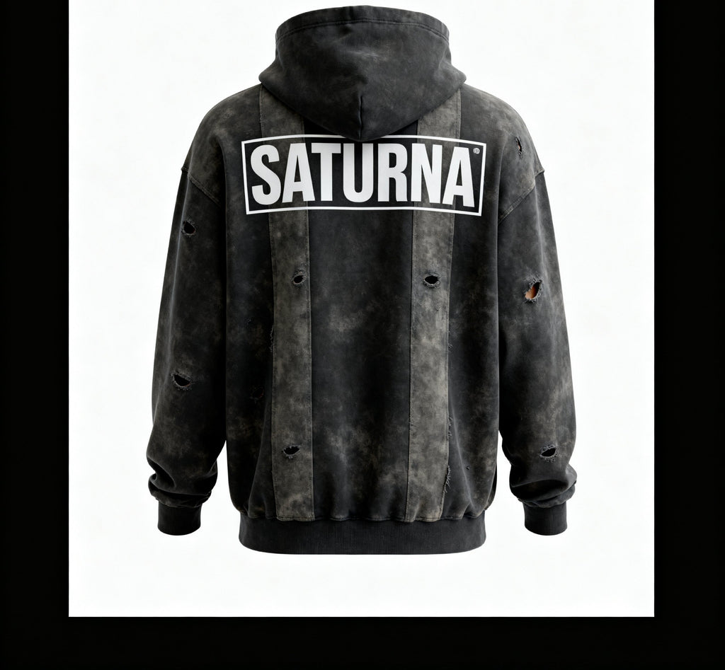 DISTRESSED RAW HOODIE — back