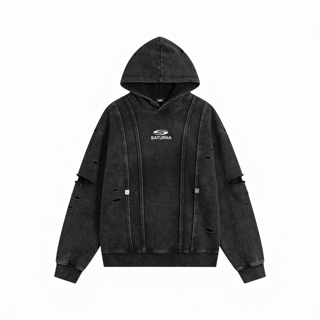 DISTRESSED RAW HOODIE — front