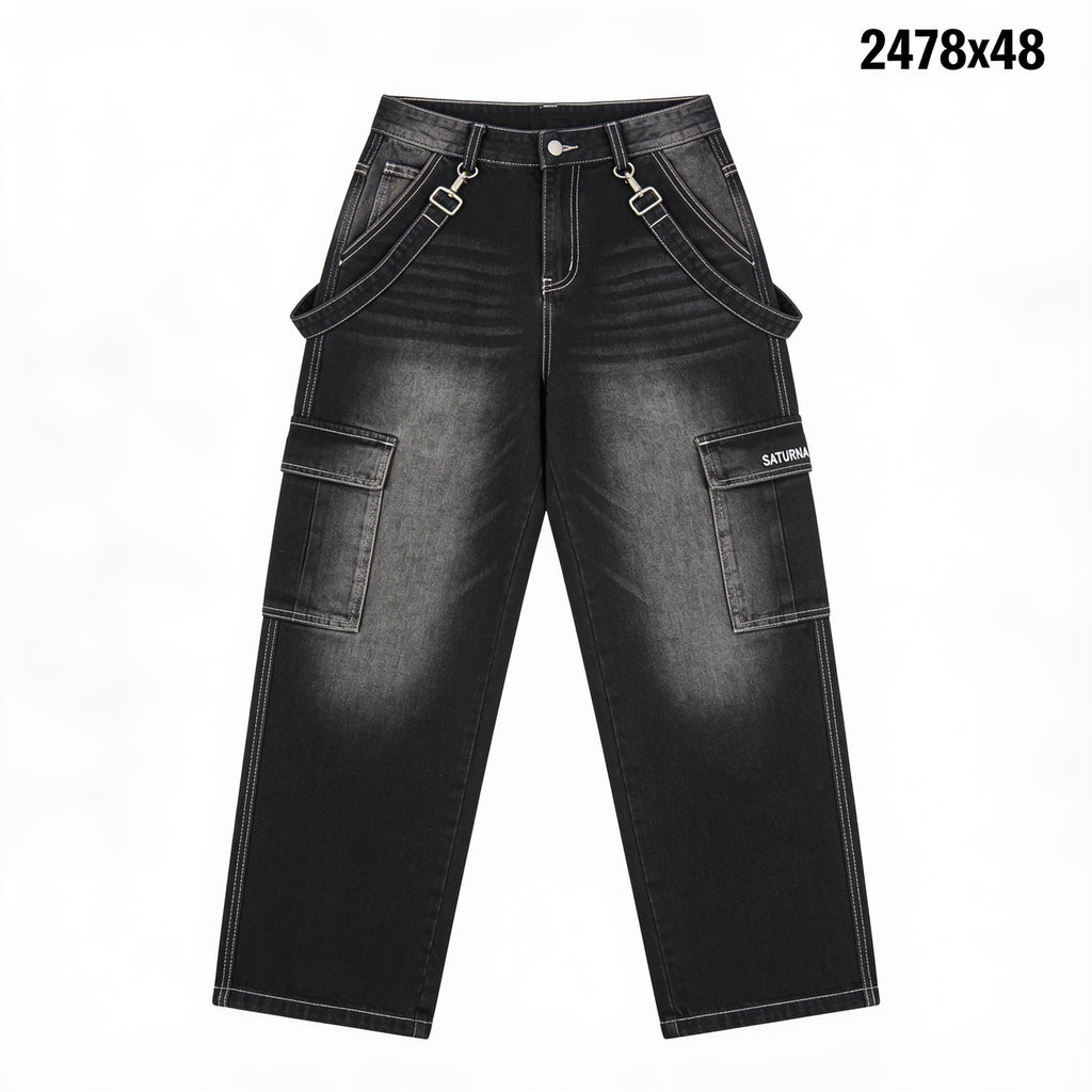 DISTRESSED WIDE DENIM — front