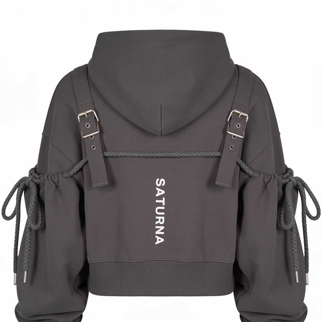 RAW EDGE CROPPED HOODIE — back