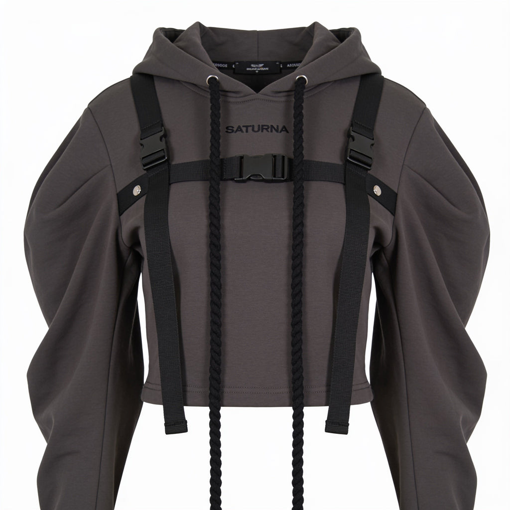RAW EDGE CROPPED HOODIE — front