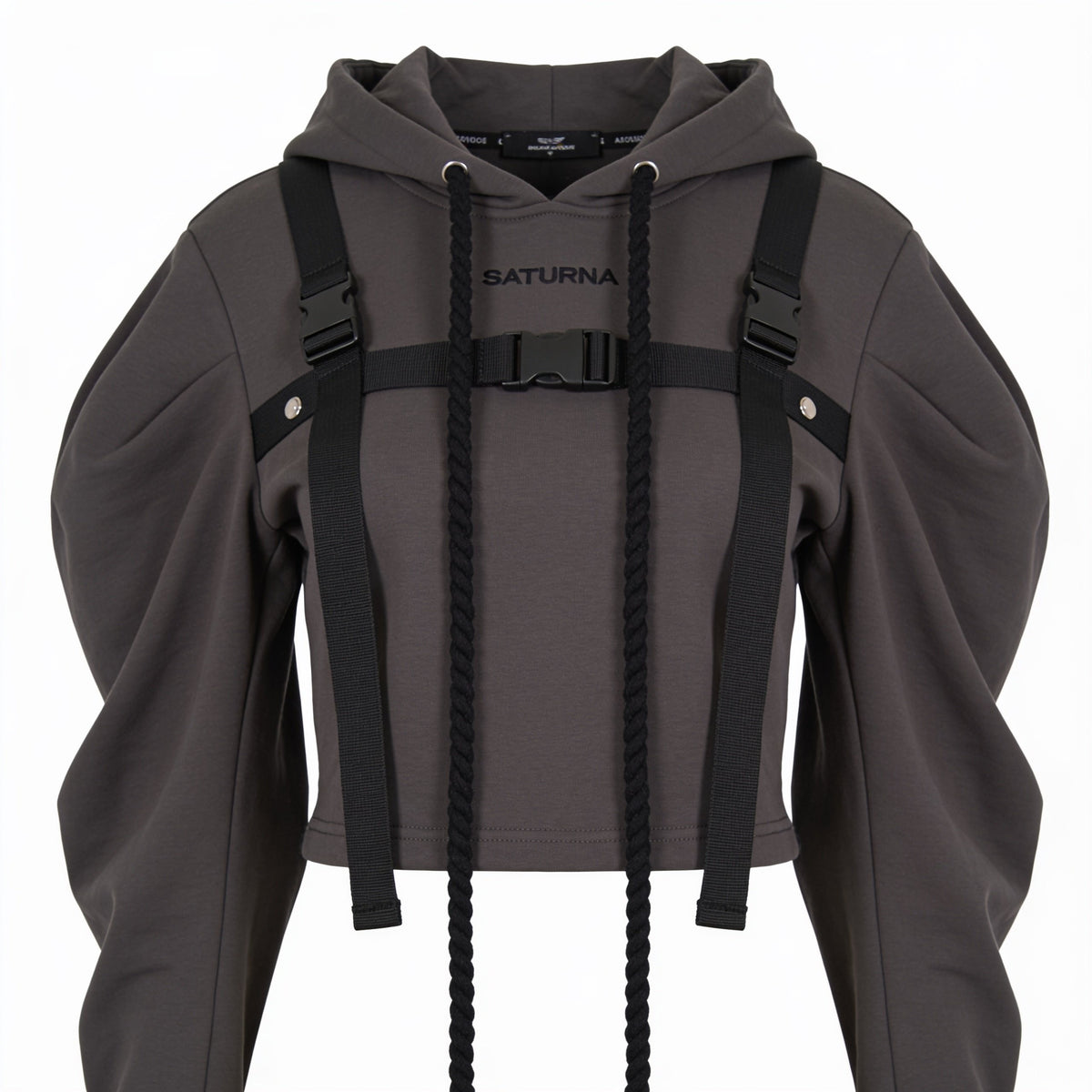RAW EDGE CROPPED HOODIE — front