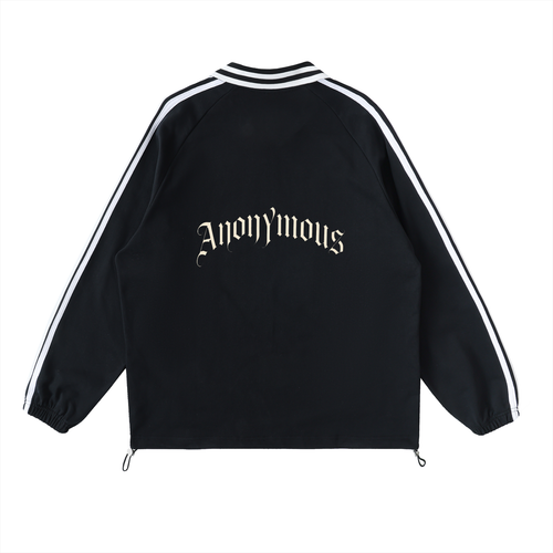 Contrast Striped Lapel Collar Sweatshirt