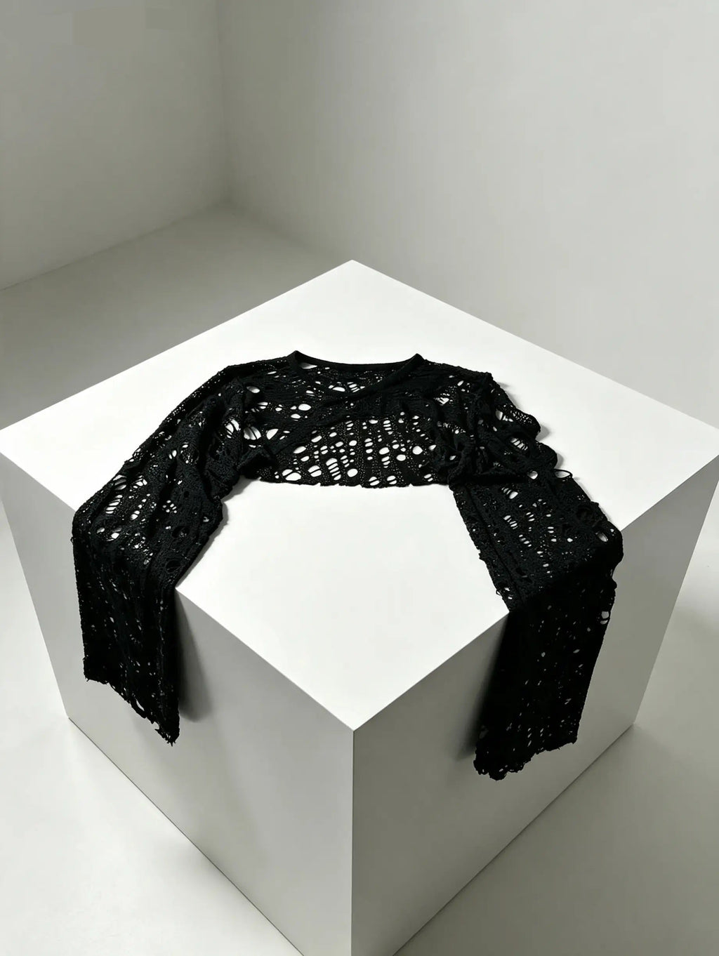 Black Crochet Bolero Shrug — SATURNA (view 3)