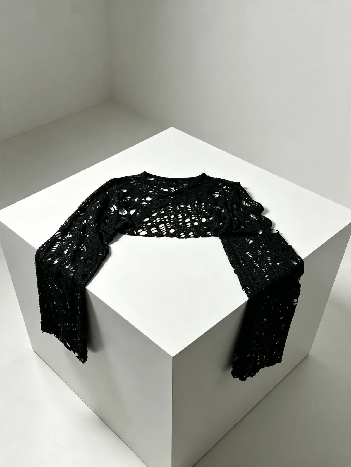 Black Crochet Bolero Shrug — SATURNA (view 3)