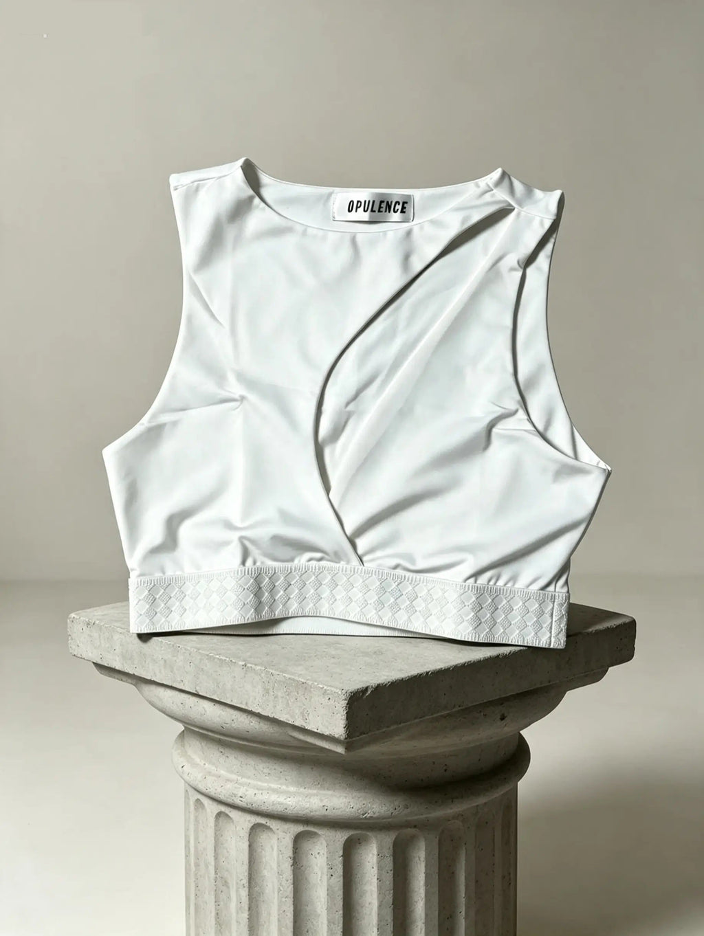 White Sleeveless Crop Top — SATURNA (view 3)