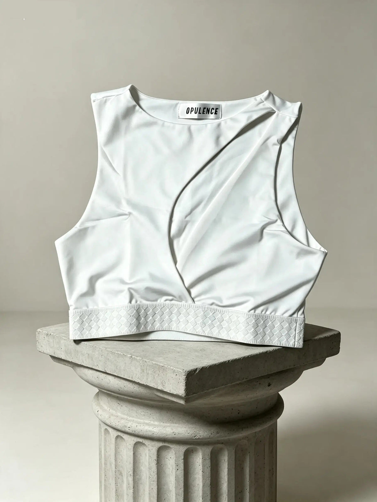 White Sleeveless Crop Top — SATURNA (view 3)